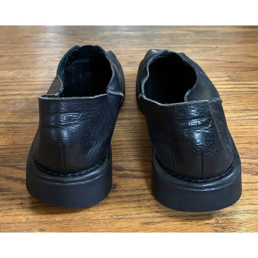 DIESEL Black Leather Square Toe Slip-On Casual Loafers Shoes   Men's Size 12